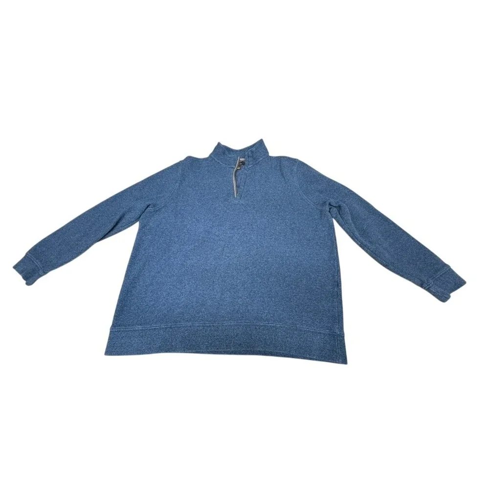 Tasso Elba Mens XL Blue Textured Quarter Zip Long Sleeve Pullover Cotton Sweater